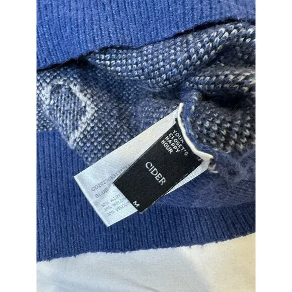 Cider Women’s Round Neckline Panda Knitted Sweater Blue M - Picture 4 of 9